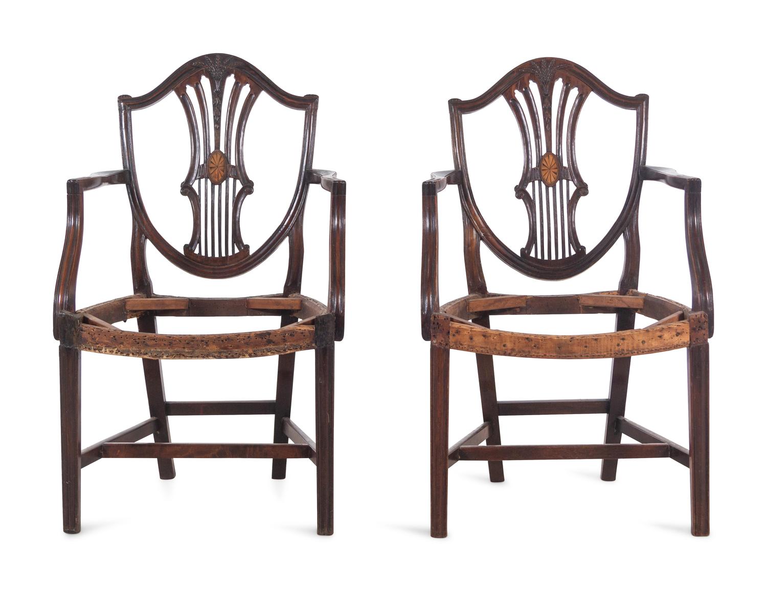 A Pair of George III Mahogany Armchairs