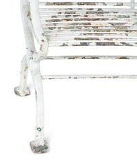 A White-Painted Iron Garden Bench