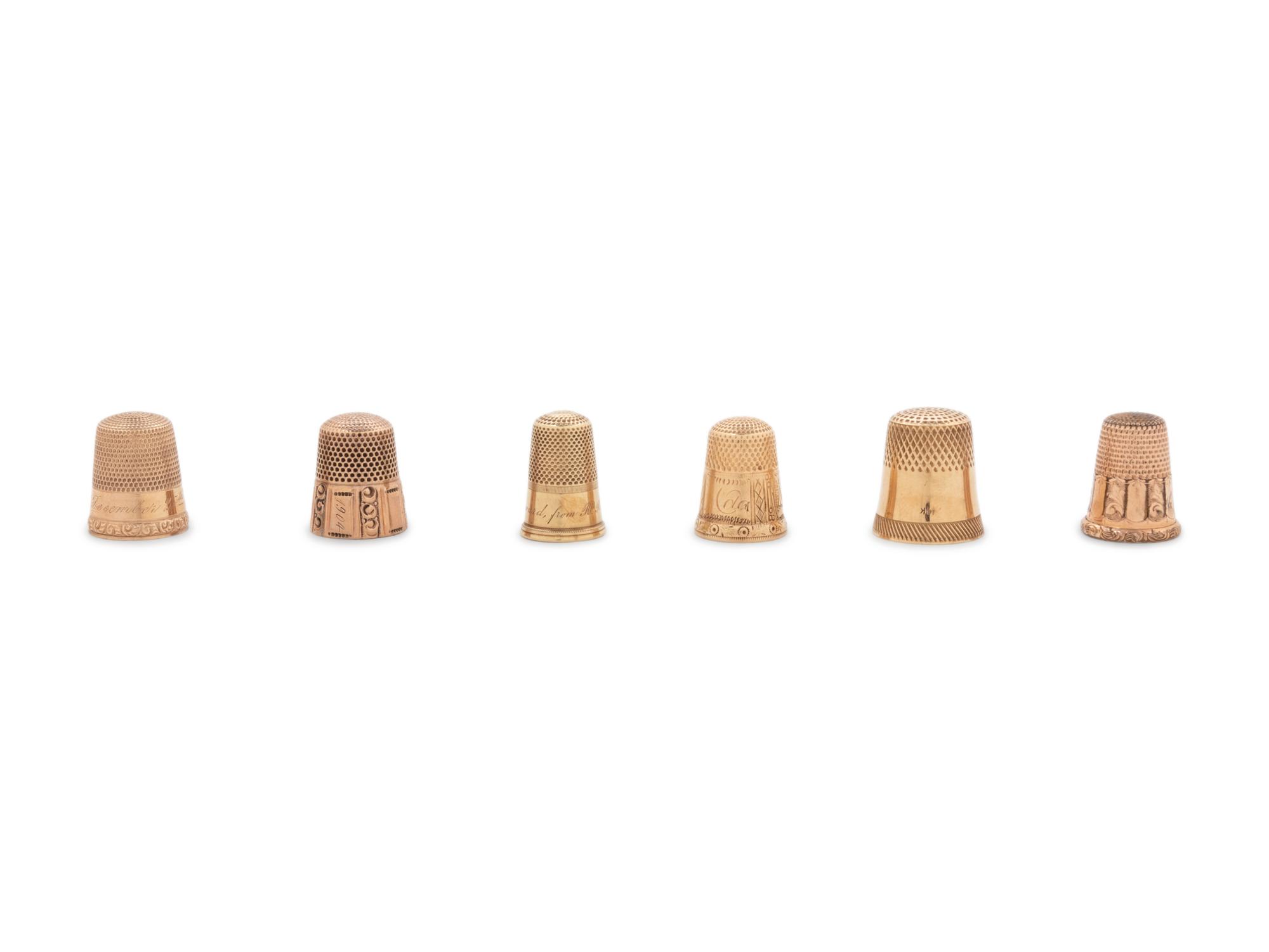 Six American Gold Thimbles