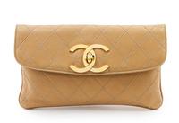 A Chanel Tan Quilted Leather Flap Clutch, 10 x 5 1/2 x 1 inches.