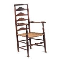 A William and Mary Ladderback Splint-Seat Armchair