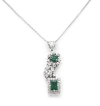 A White Gold, Diamond and Tourmaline Pendant, 4.40 dwts.
