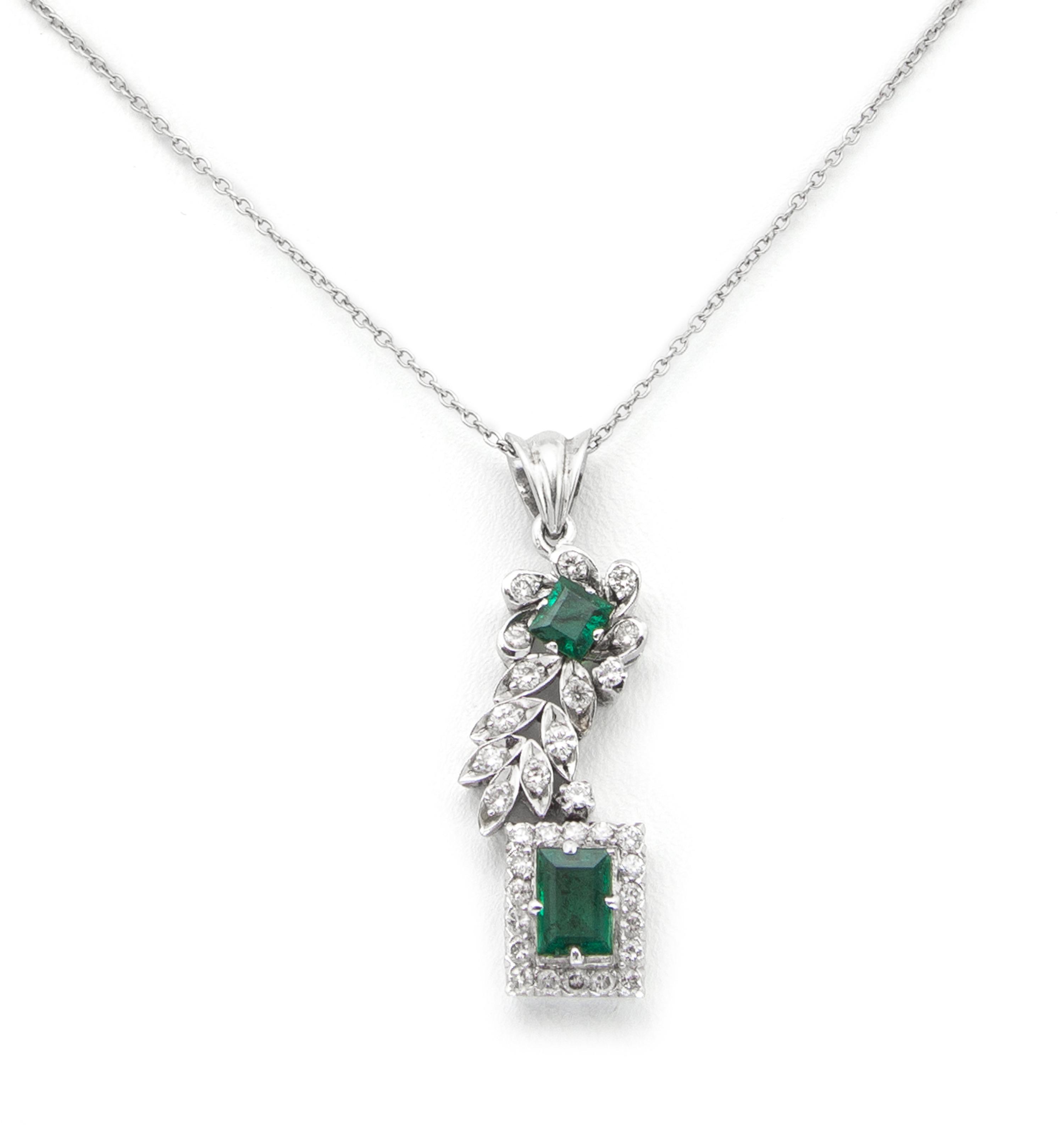 A White Gold, Diamond and Tourmaline Pendant, 4.40 dwts.