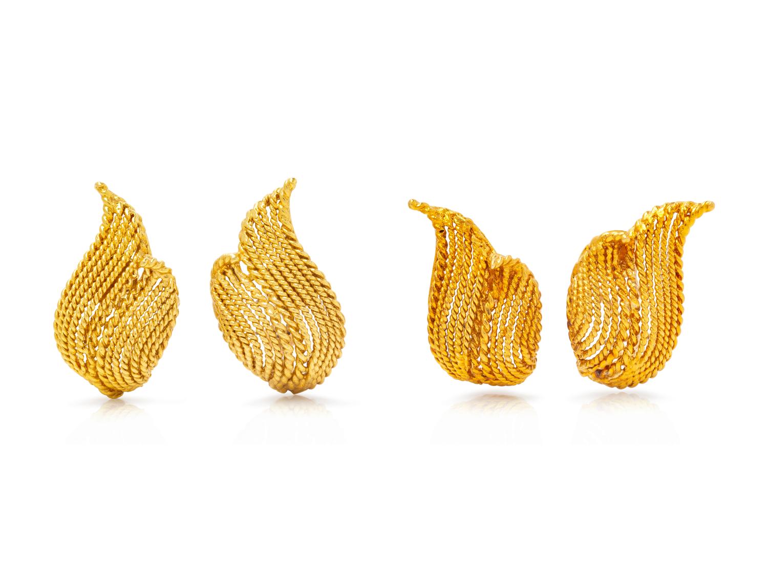A Collection of 18 Karat Yellow Gold Earclips,