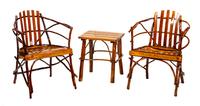 Two Old Hickory Style Chairs and Side Table