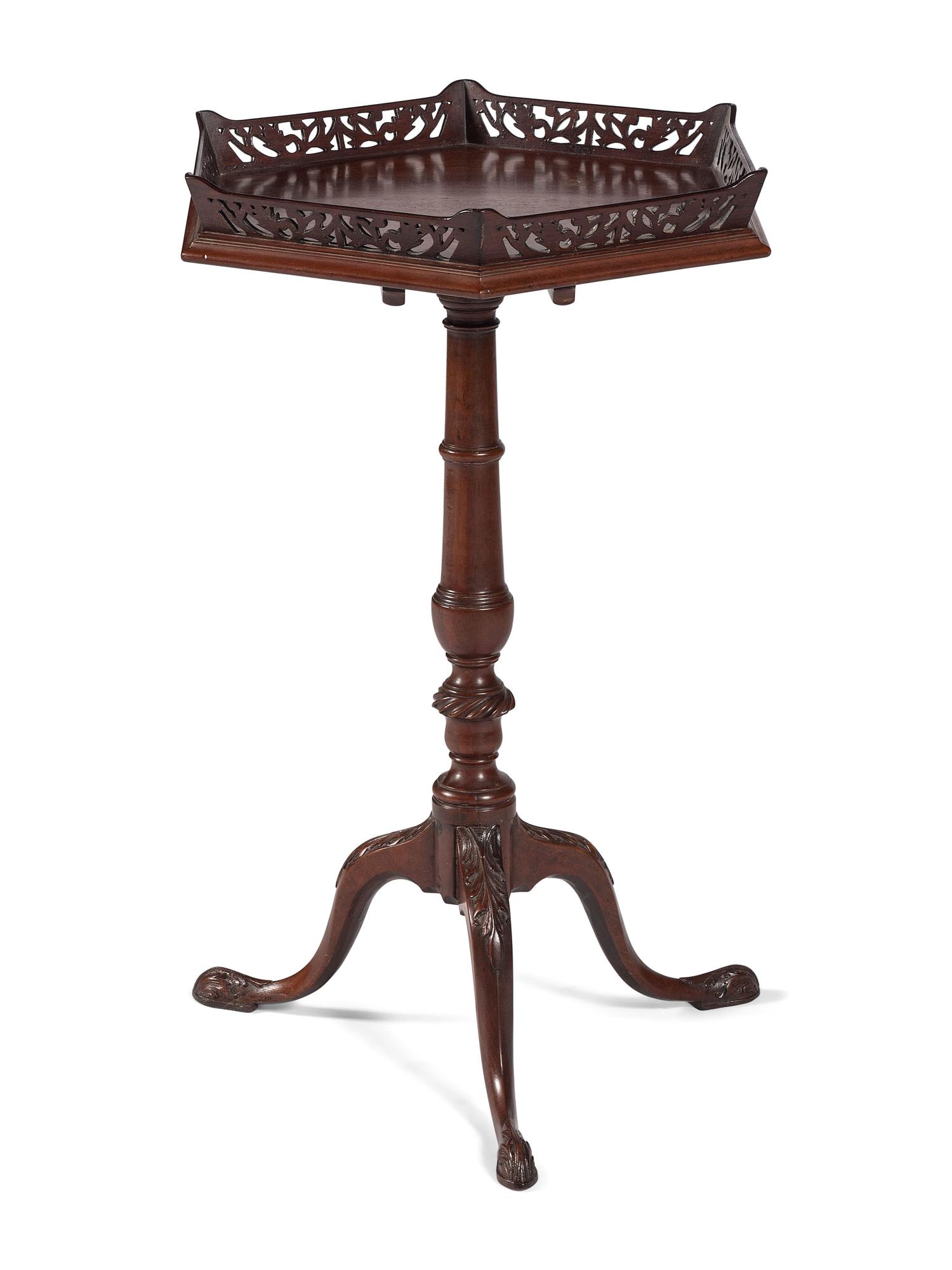 A George III Carved and Pierced Mahogany Candlestand