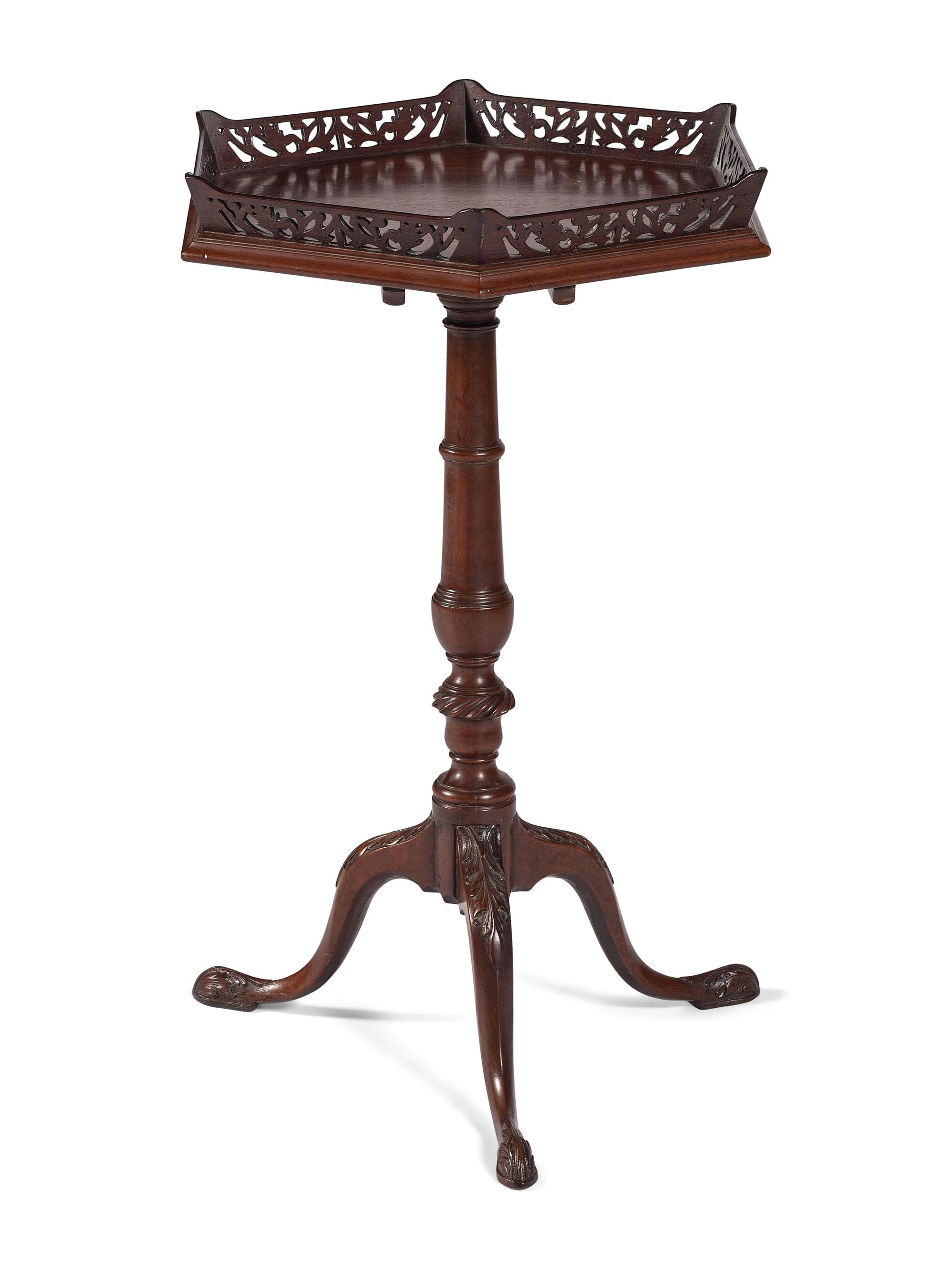A George III Carved and Pierced Mahogany Candlestand