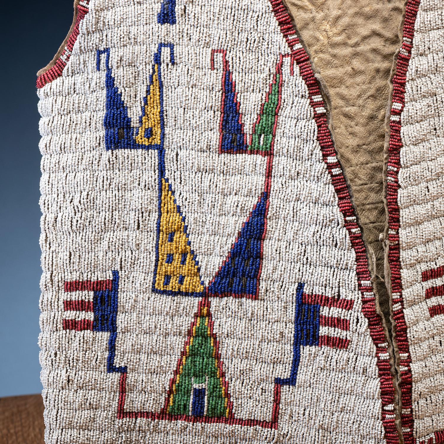 Sioux Beaded Hide Vest, with Inverted American Flags