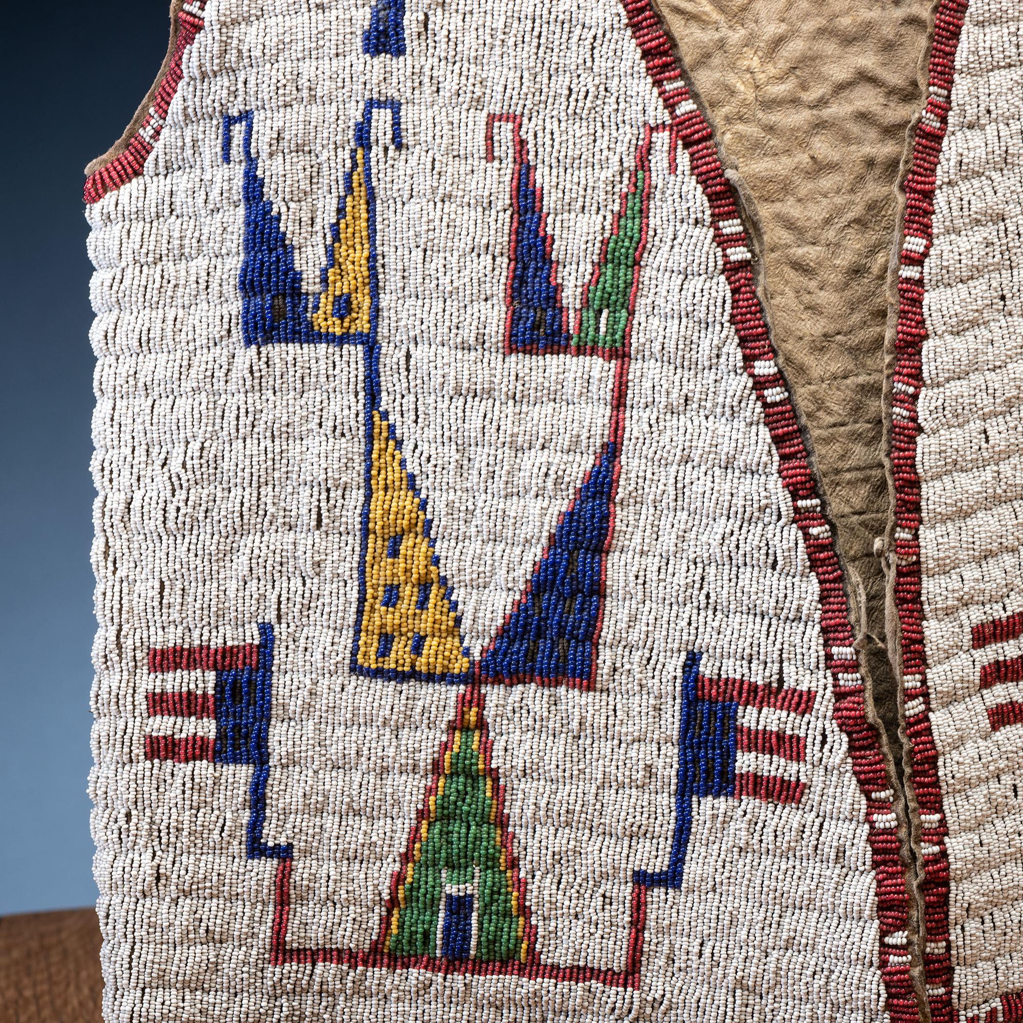 Sioux Beaded Hide Vest, with Inverted American Flags