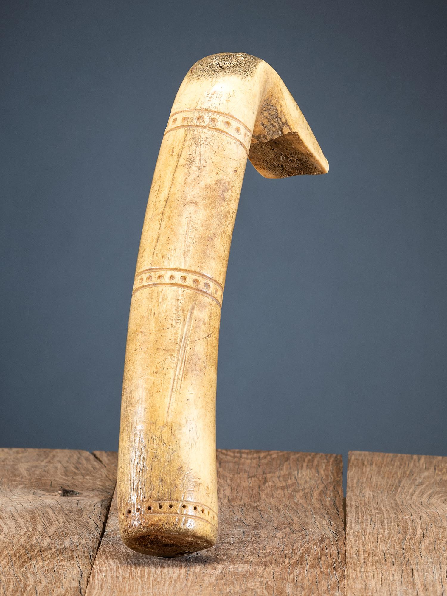 Plains Elk Antler Hide Scraper, with Decorations