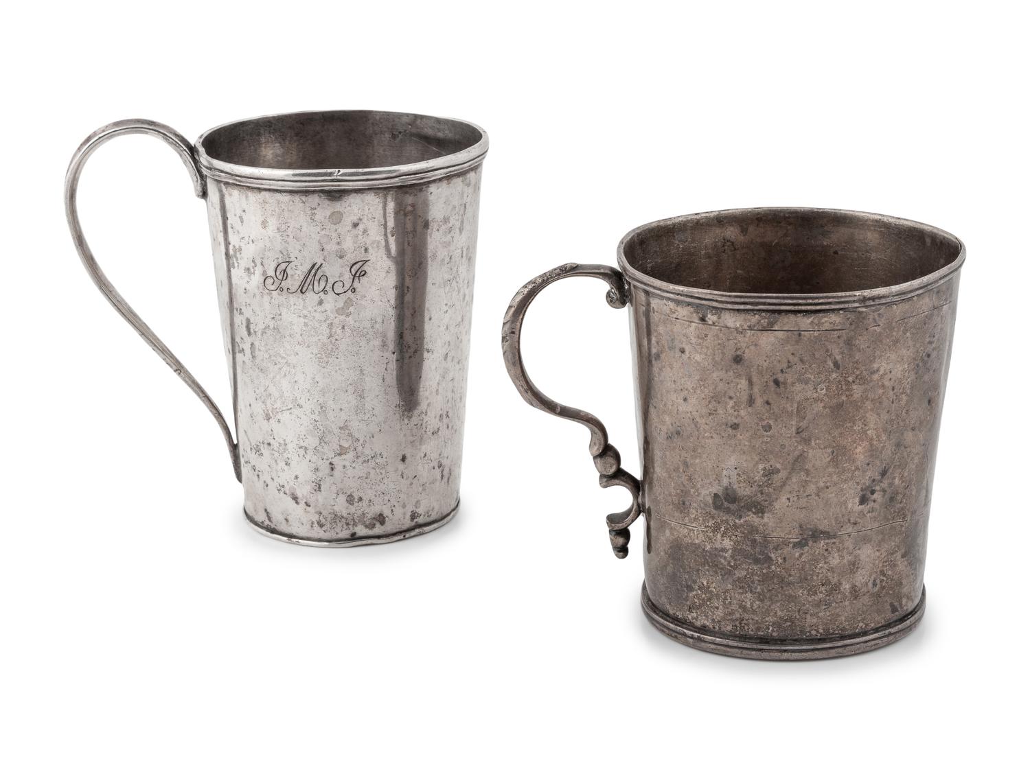 A Pair of 19th C. Peruvian Silver Cups