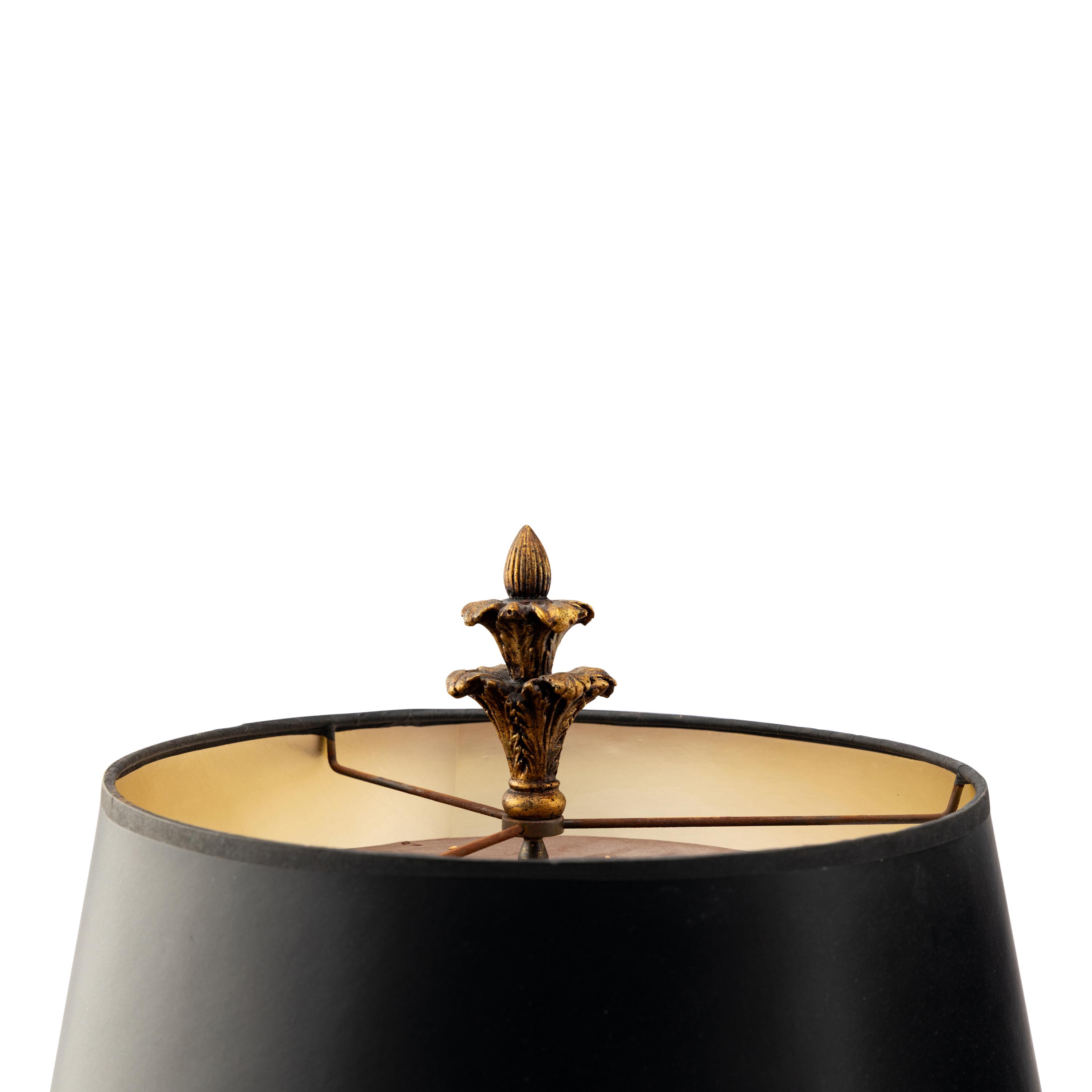 A Pair of French Parcel Gilt Bronze Columnar Lamps