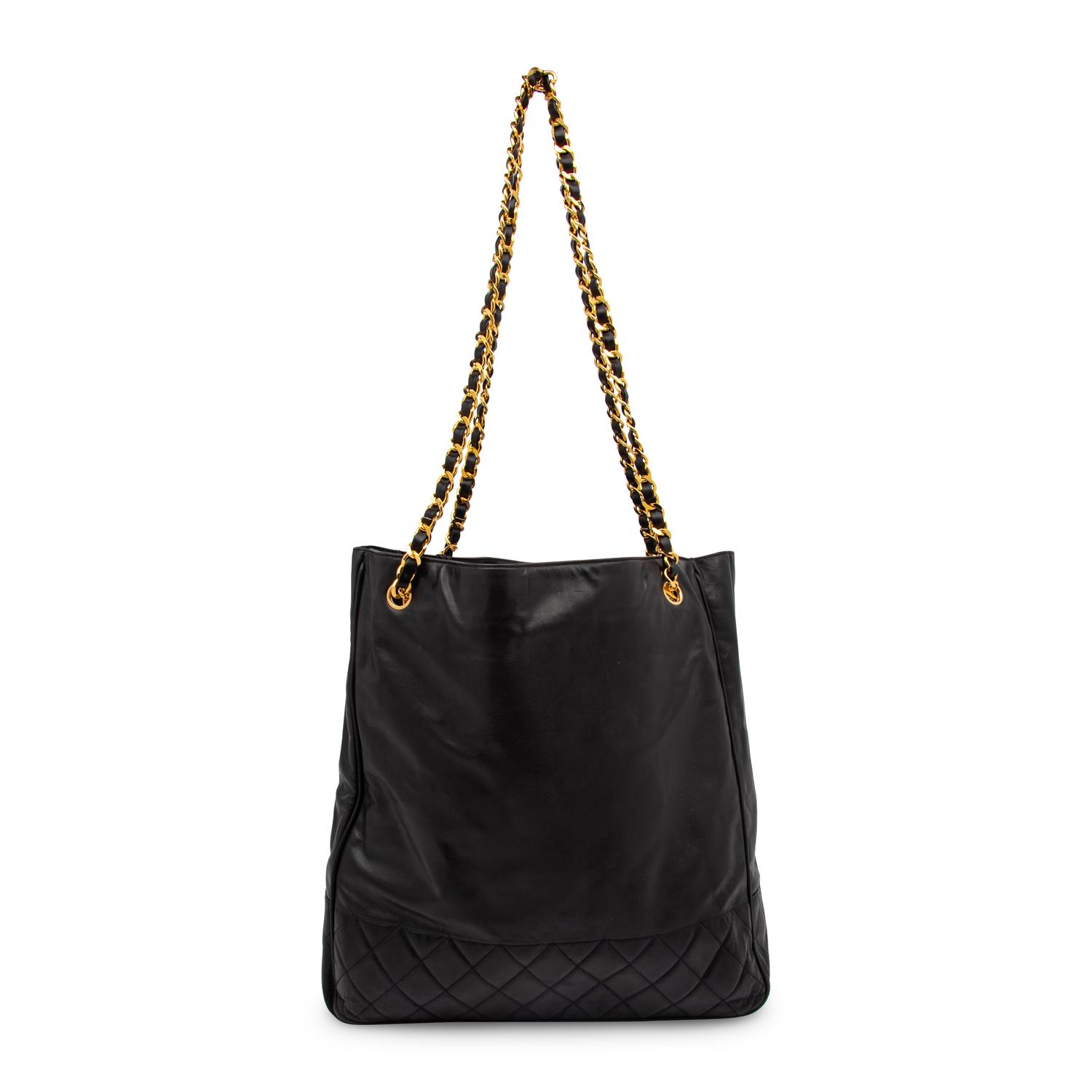 Chanel, Large Black Leather Tote