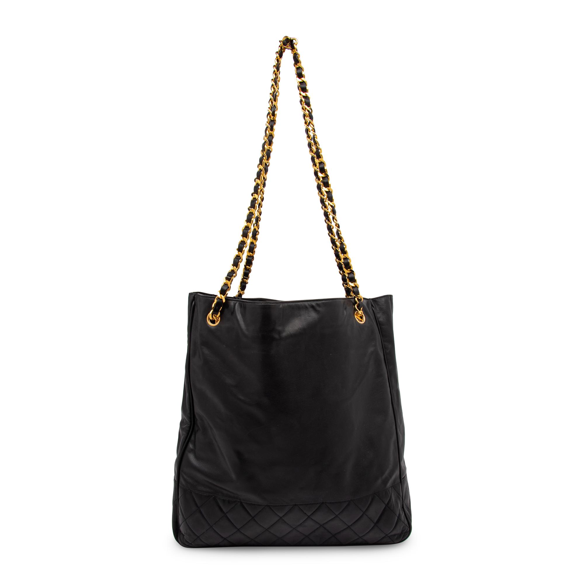 Chanel, Large Black Leather Tote