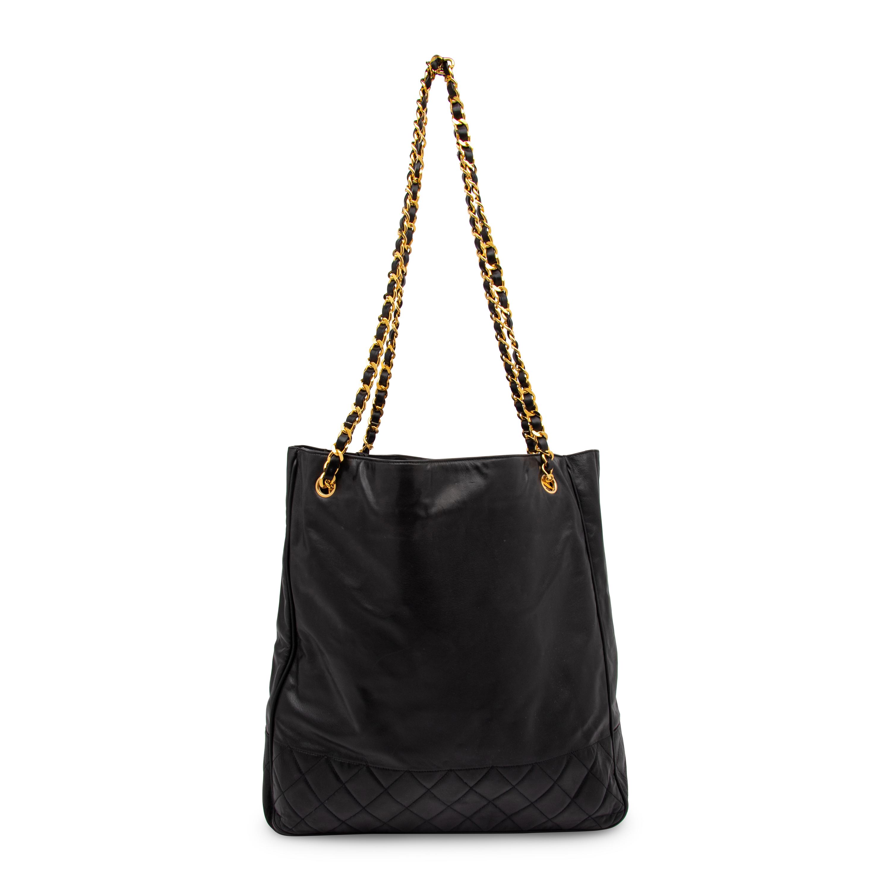 Chanel, Large Black Leather Tote