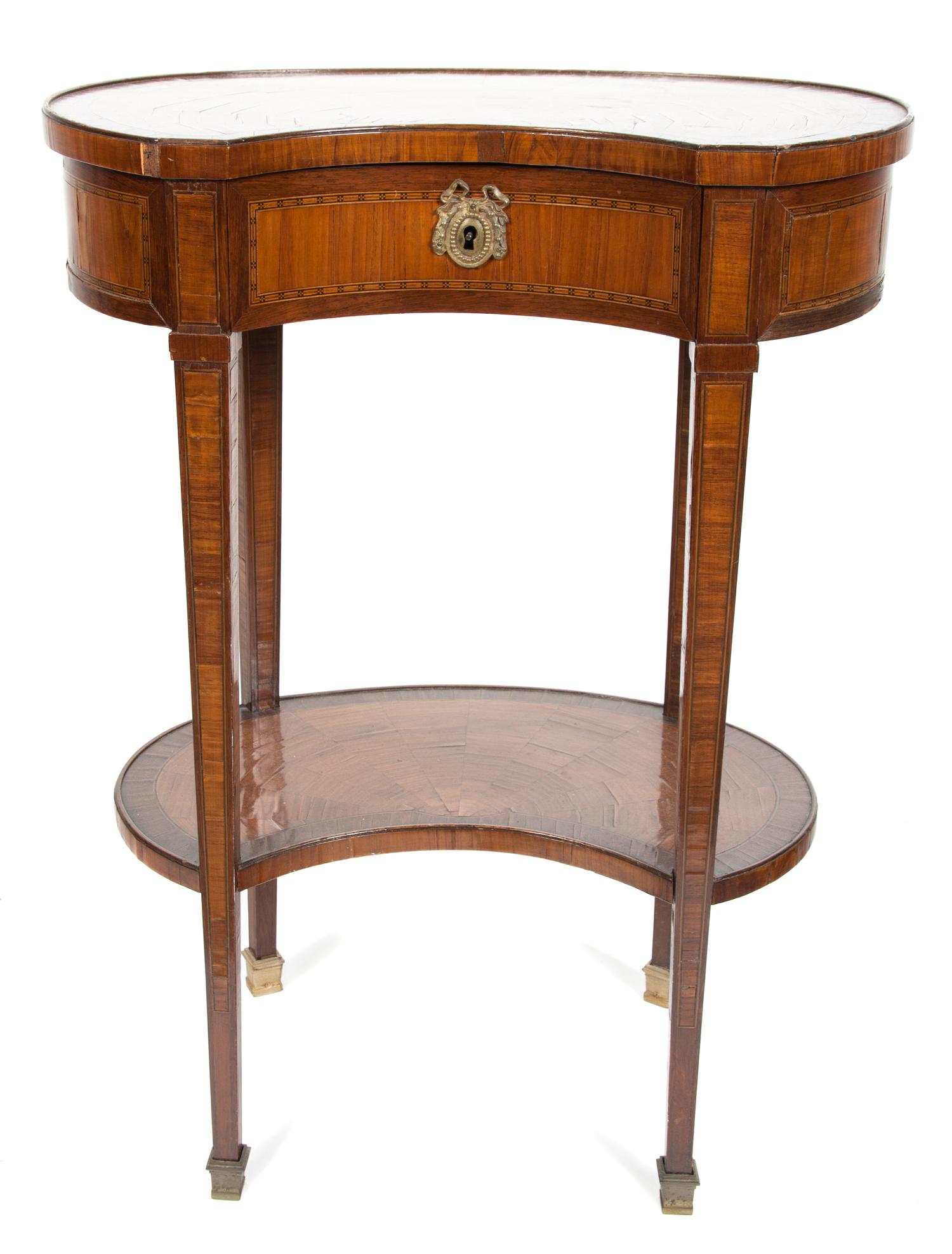 A Louis-Phillipe Style Inlaid Mahogany Side Table Height 28 1/2 x width 21 x depth 14 1/2 inches. — 19TH CENTURY