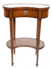 A Louis-Phillipe Style Inlaid Mahogany Side Table Height 28 1/2 x width 21 x depth 14 1/2 inches. — 19TH CENTURY
