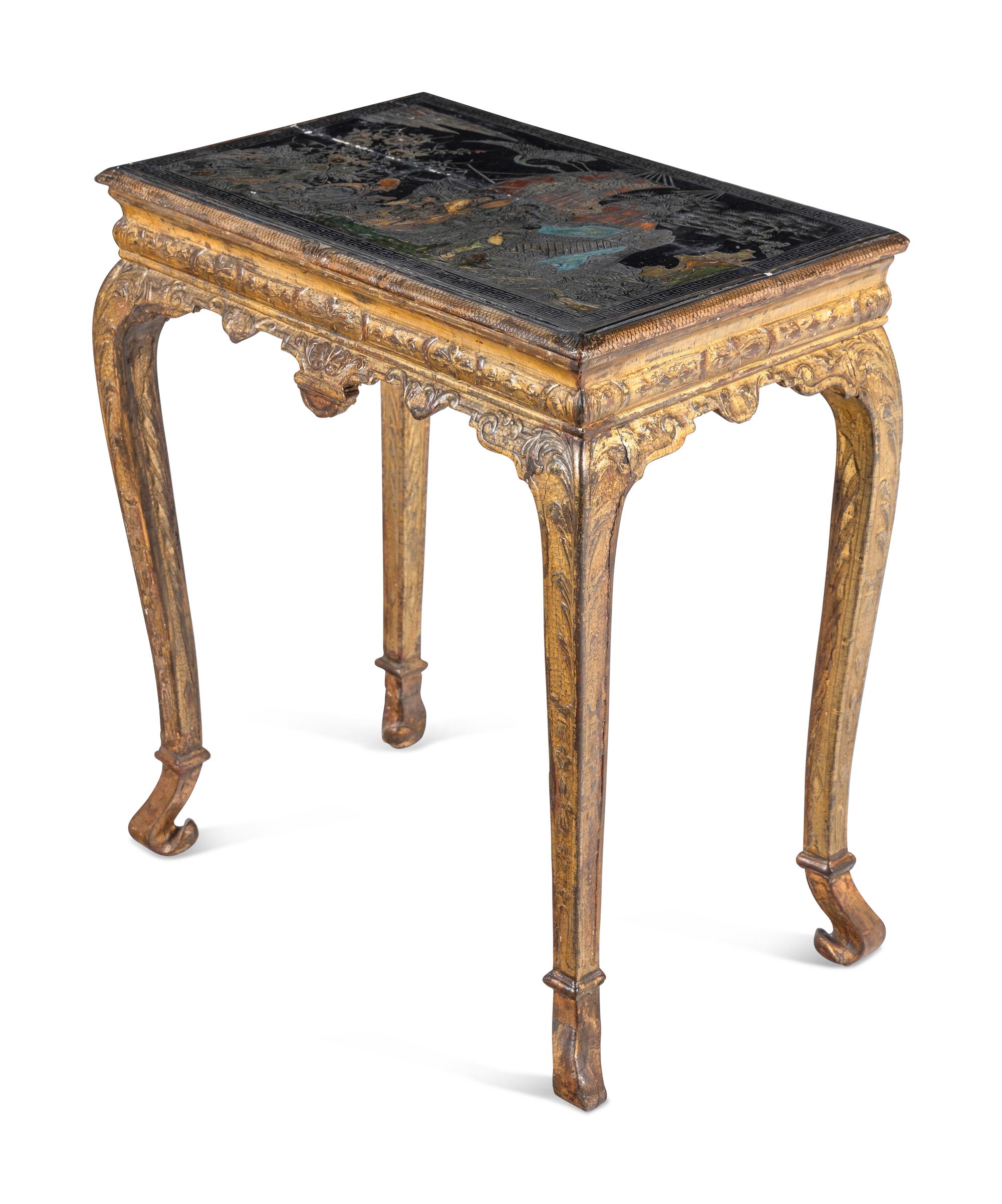 A George II Giltwood and Chinese Lacquer Table