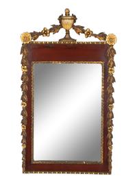 A George III Style Mahogany and Parcel Gilt Mirror