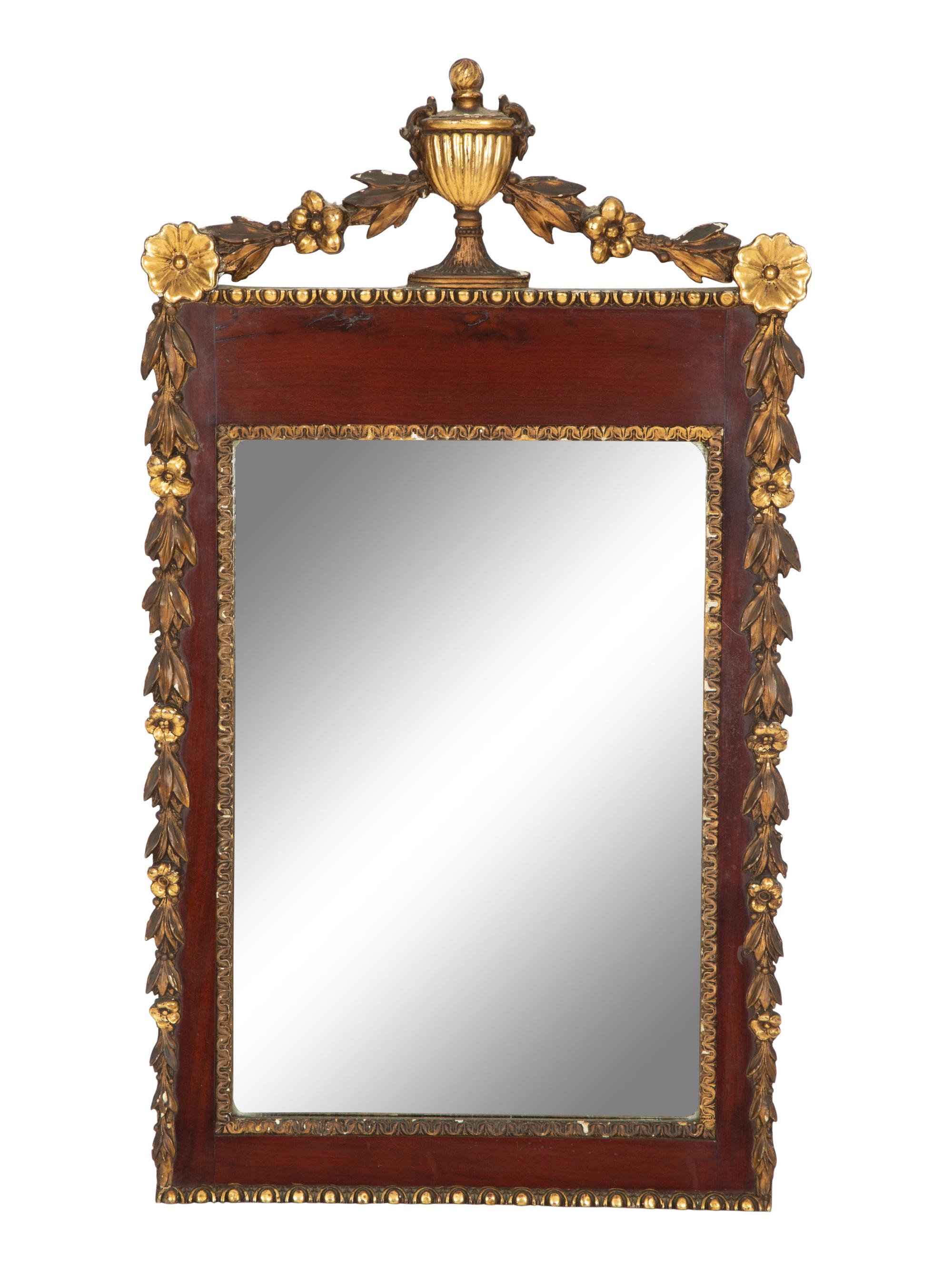 A George III Style Mahogany and Parcel Gilt Mirror