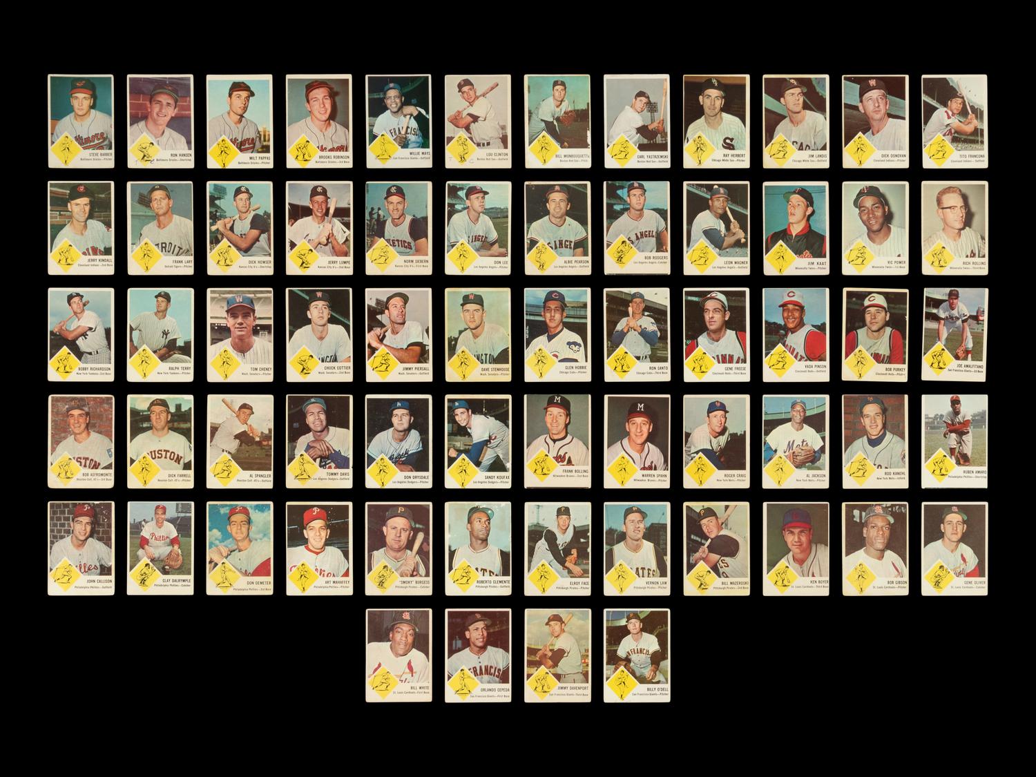 A Near Set of 1963 Fleer Baseball Cards (64/66)