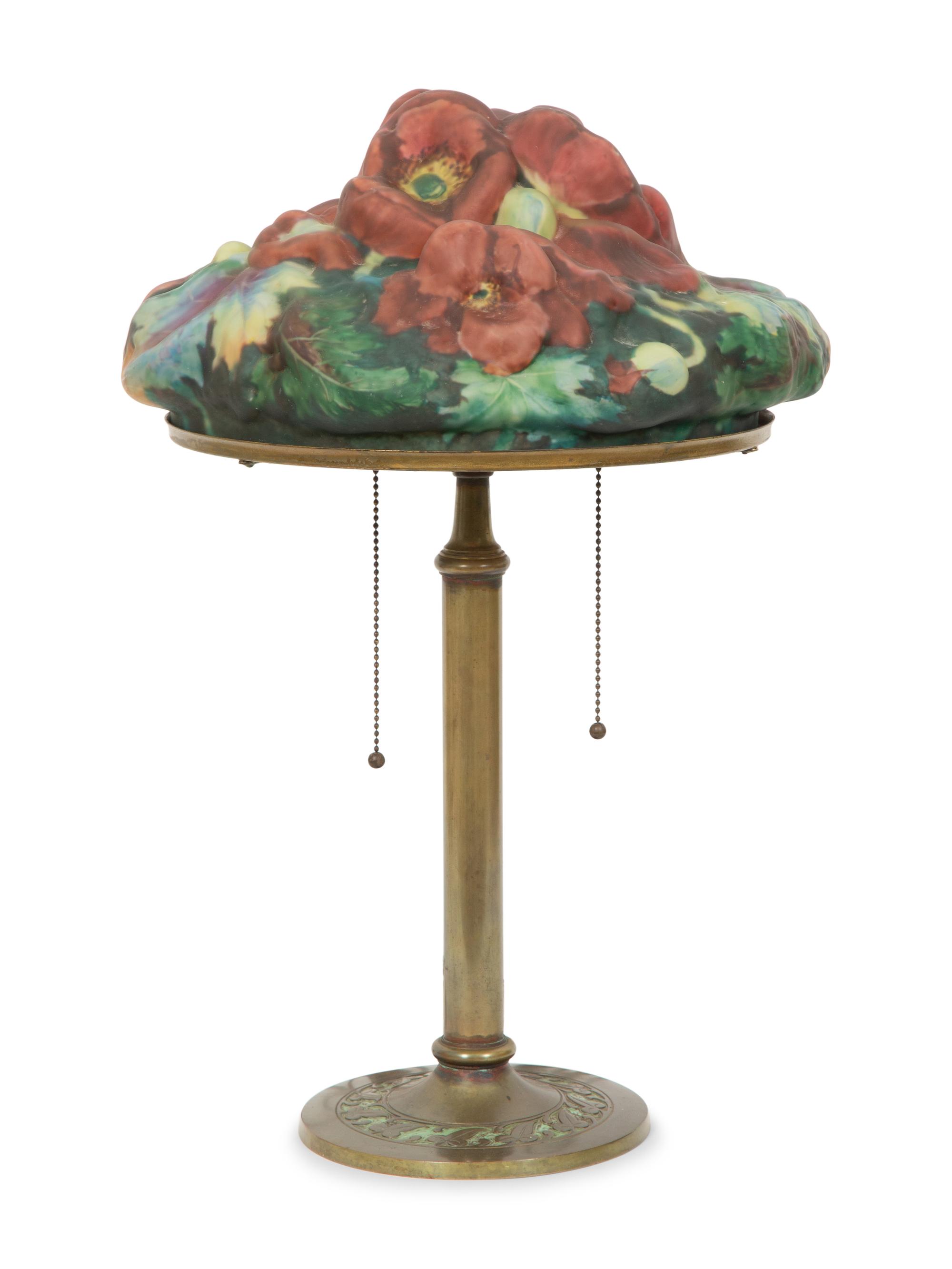 A Pairpoint Puffy Glass Poppy Table Lamp