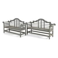 A Pair of Gray Painted Chatsworth Benches