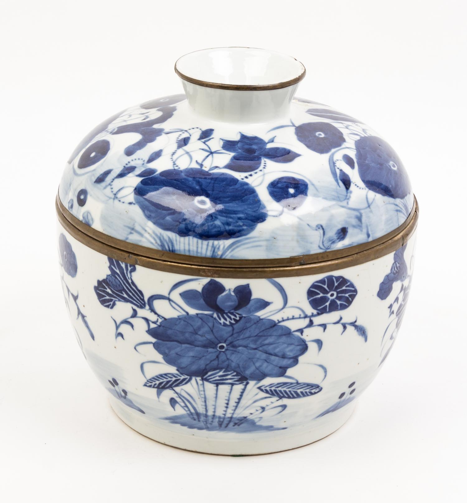 A Chinese Blue and White Covered Bowl Diameter 9 1/2 inches.