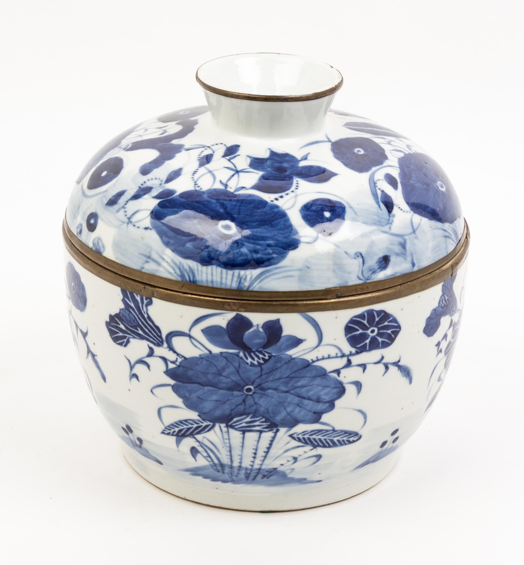A Chinese Blue and White Covered Bowl Diameter 9 1/2 inches.
