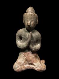 Five Thai Sukhothai Celadon Glazed Pottery Figures