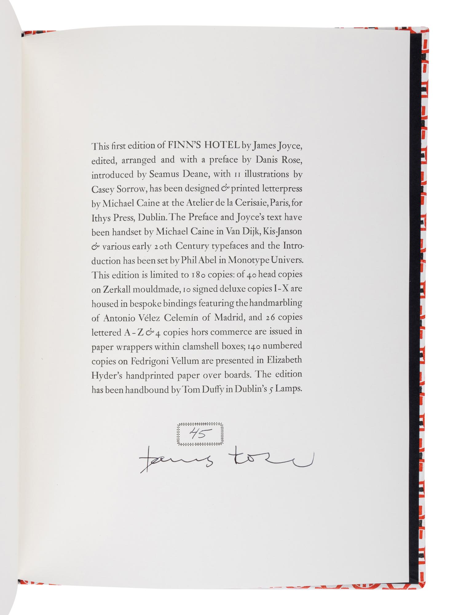 [ITHYS PRESS]. JOYCE, James (1882-1941). Finn's Hotel . Dublin: Ithys Press, 2013.