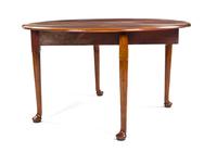 A Queen Anne Style Mahogany Drop-Leaf Table, Height 27 x width 47 1/2 x depth 17 1/2 inches.