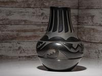 Carve Blackware Pottery Jar, with Avanyu