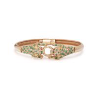 DIAMOND, EMERALD, AND RUBY LEOPARD BANGLE BRACELET