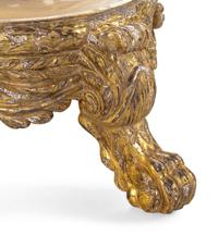 A Cast Stone Jardinière with an Italian Baroque Style Giltwood Base