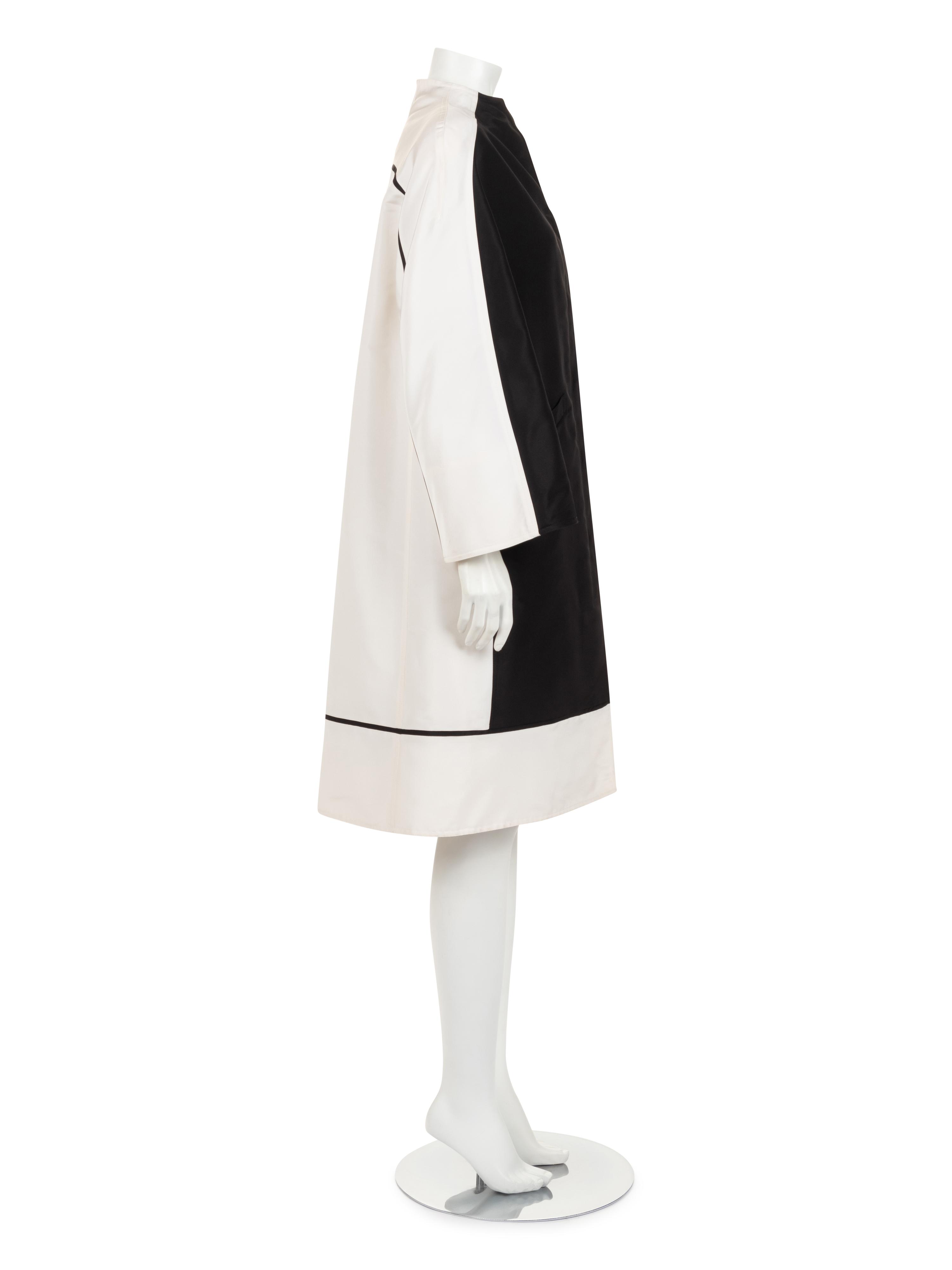 Ralph Rucci Silk Taffeta Color Block Mod Coat