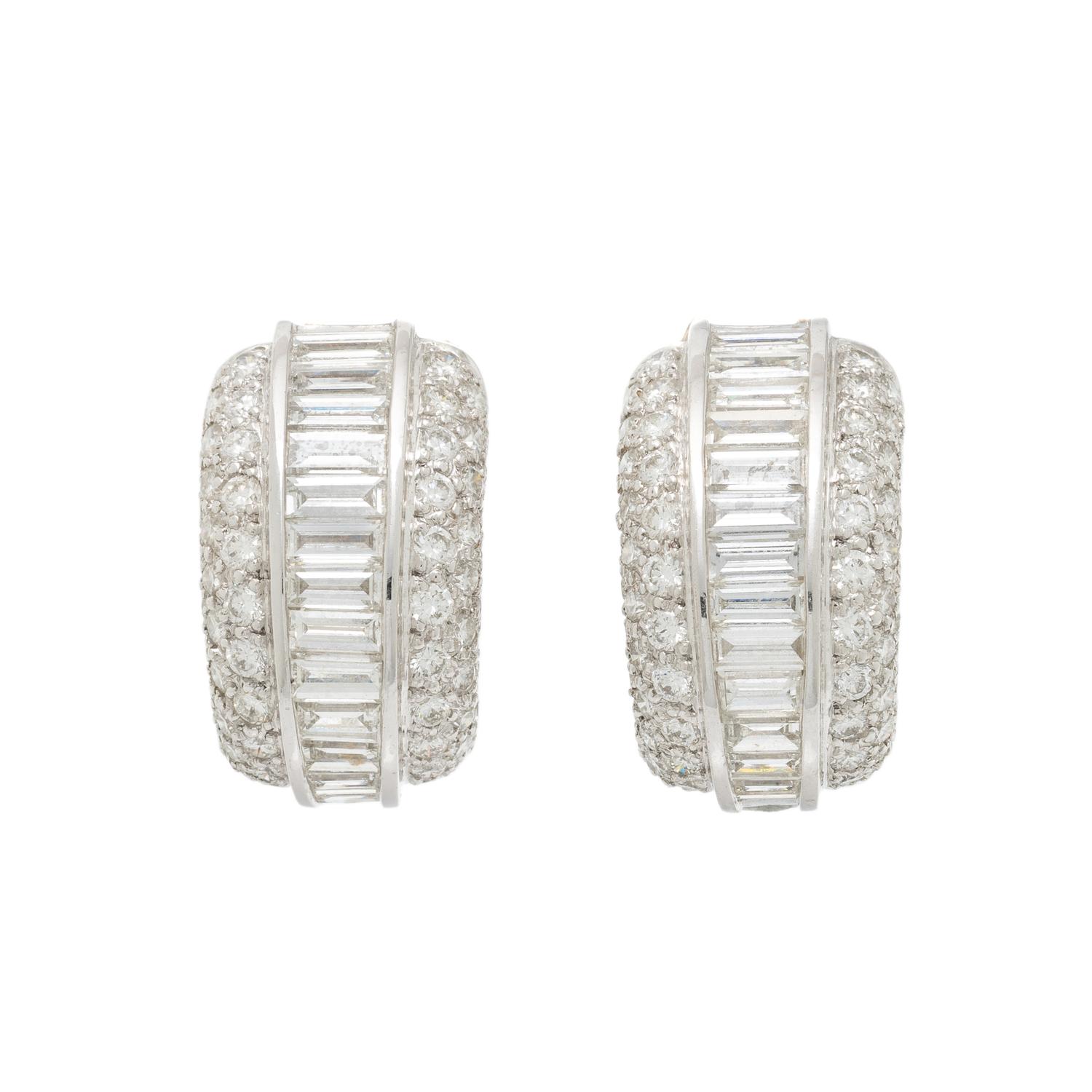 WHITE GOLD AND DIAMOND HOOP EARRINGS