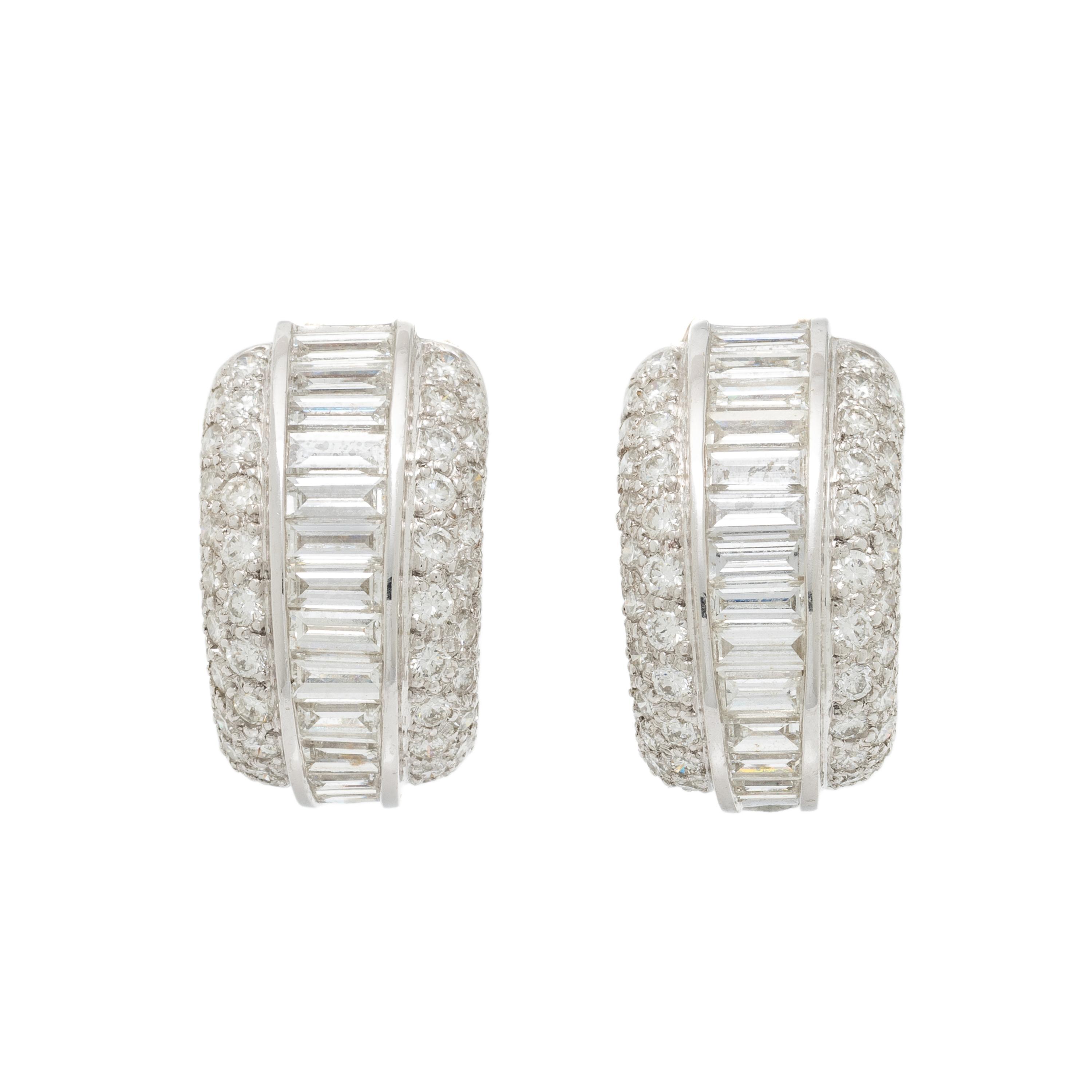 WHITE GOLD AND DIAMOND HOOP EARRINGS