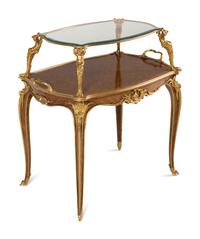 A Louis XV Style Gilt Bronze Mounted Parquetry Table à Thé