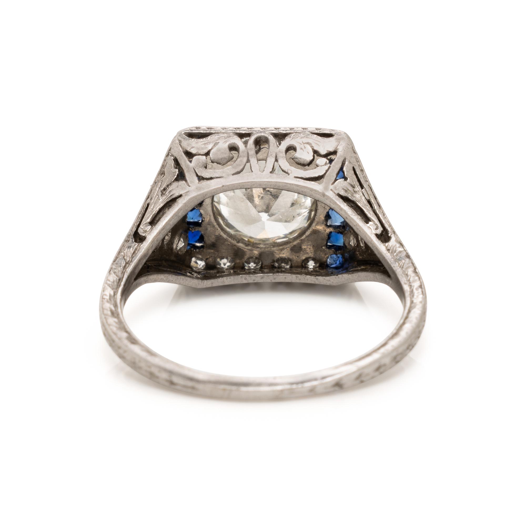 Diamond and Synthetic Sapphire Ring