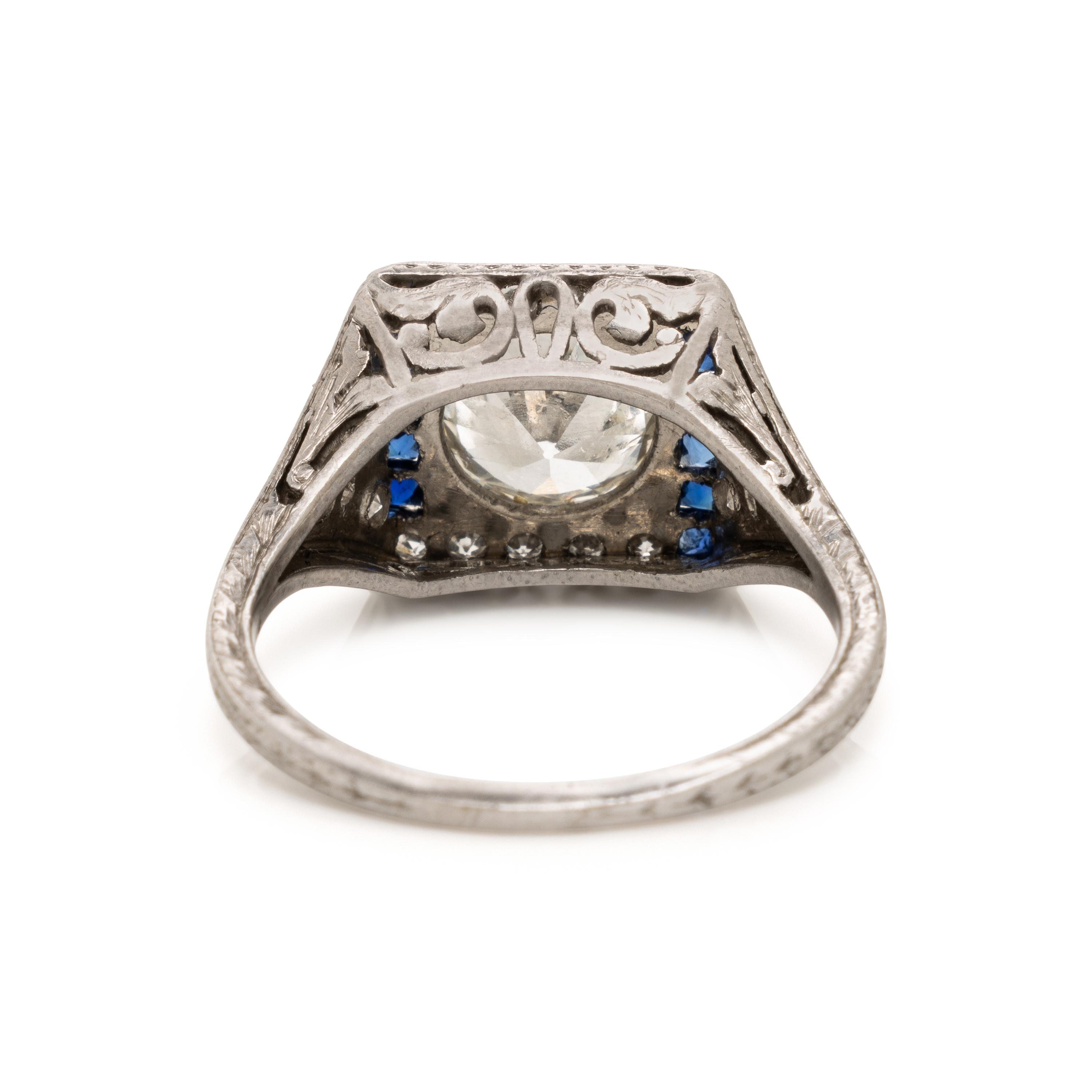 Diamond and Synthetic Sapphire Ring
