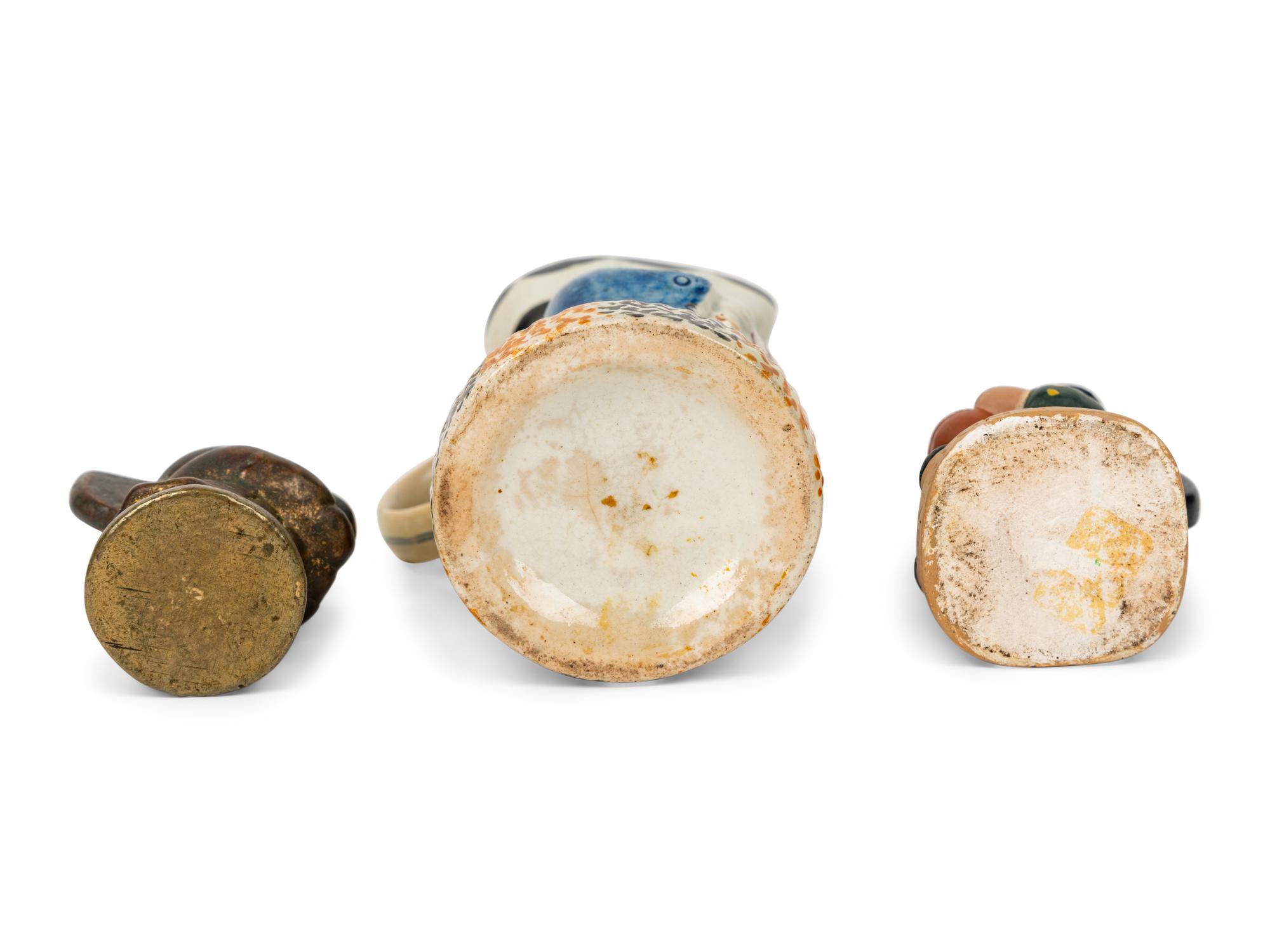 A Miniature Yorkshire Style Toby Jug and Two Miniature Toby Jug-Form Articles