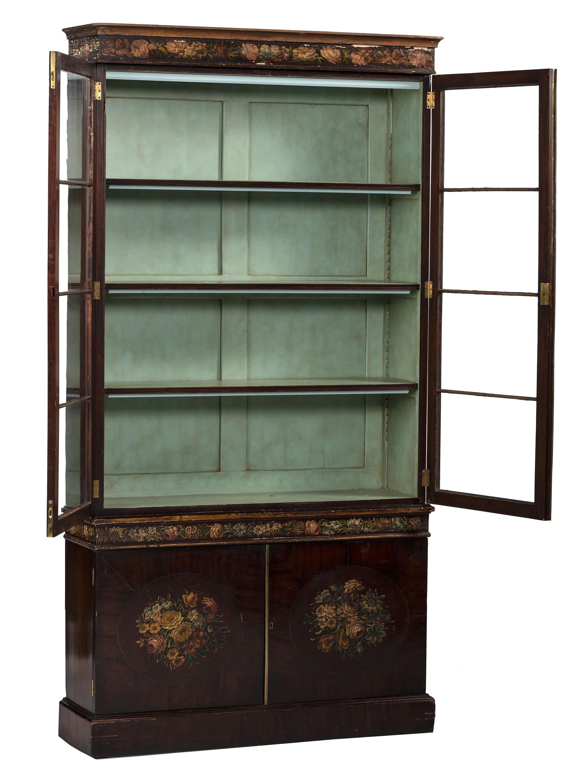 An Adams Style Paint Decorated Bookcase