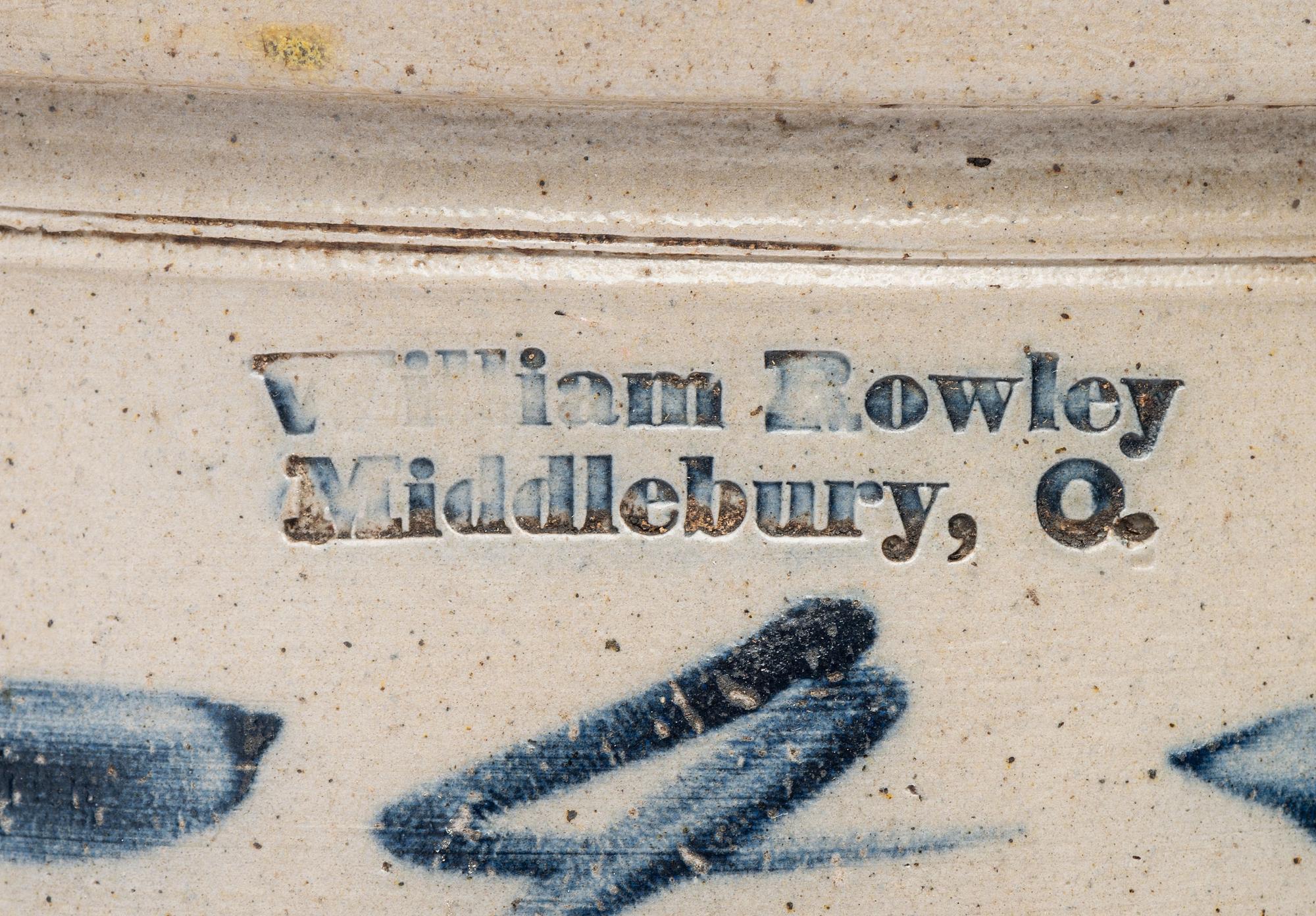 A William Rowley Four Gallon Cobalt Decorated Churn