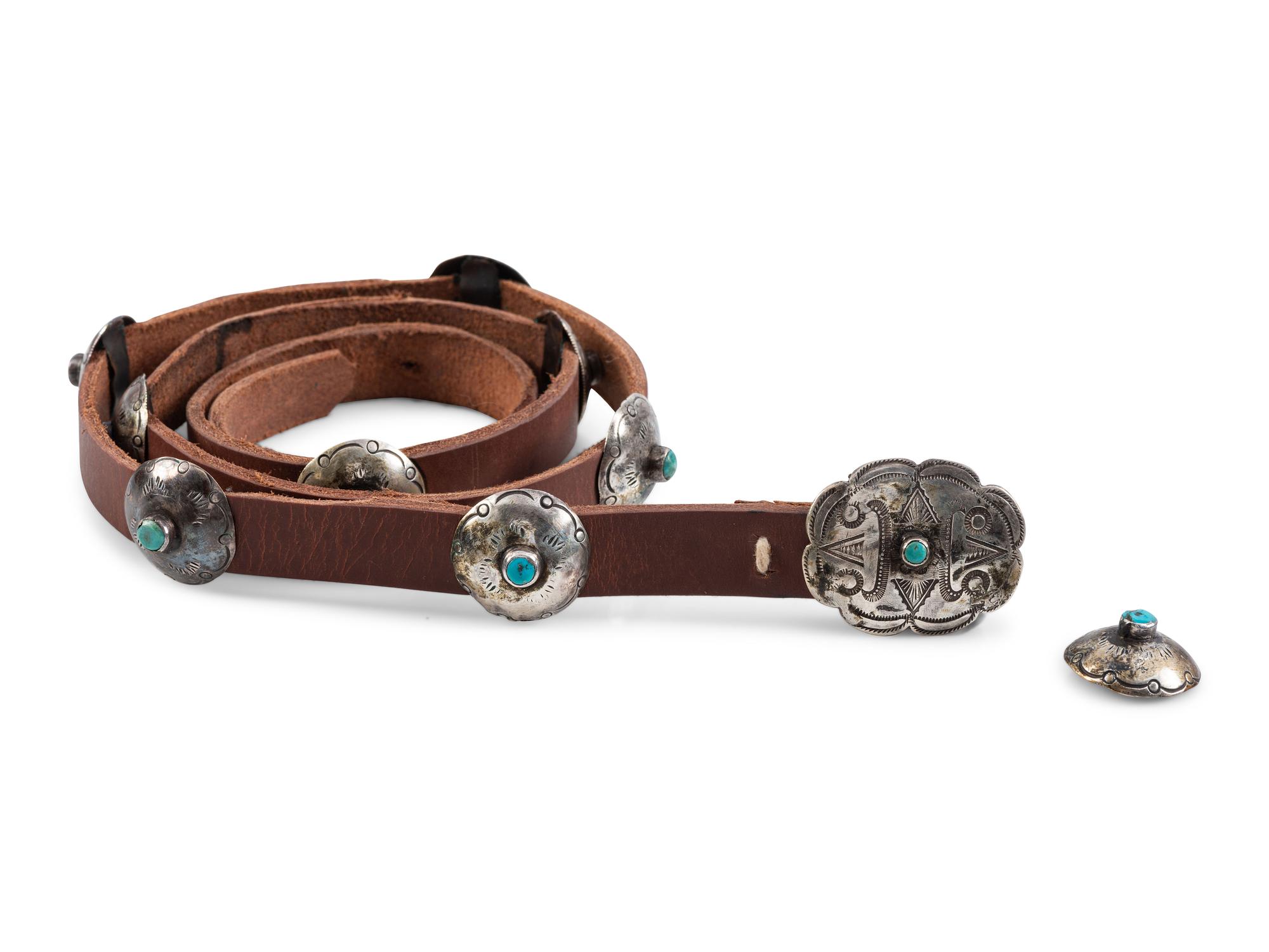 Navajo Silver and Turquoise Concha Belt