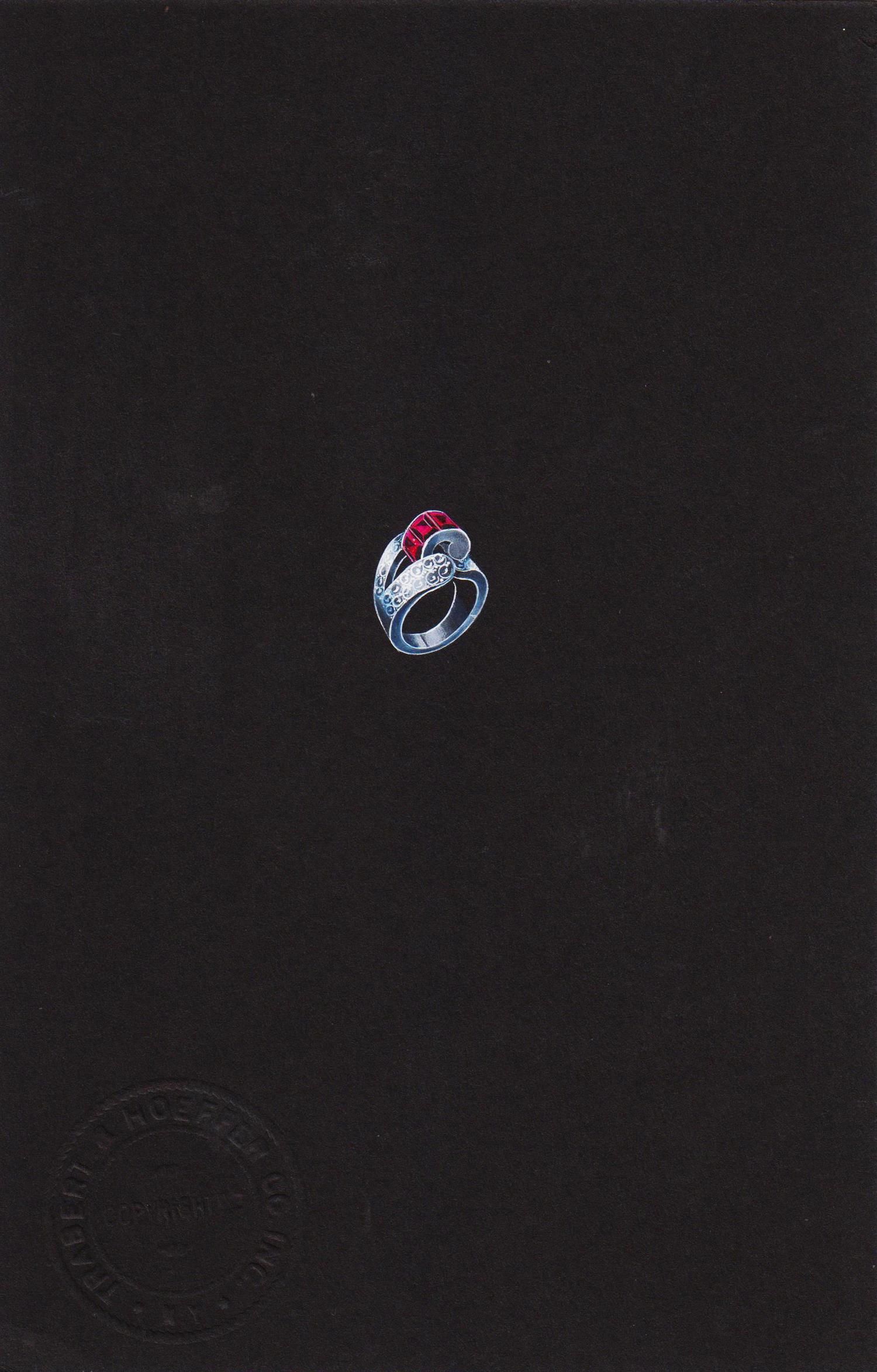 A Collection of Original Gouache on Paper Jewelry Designs by Anne Howe Geyer for Trabert & Hoeffer-Mauboussin,