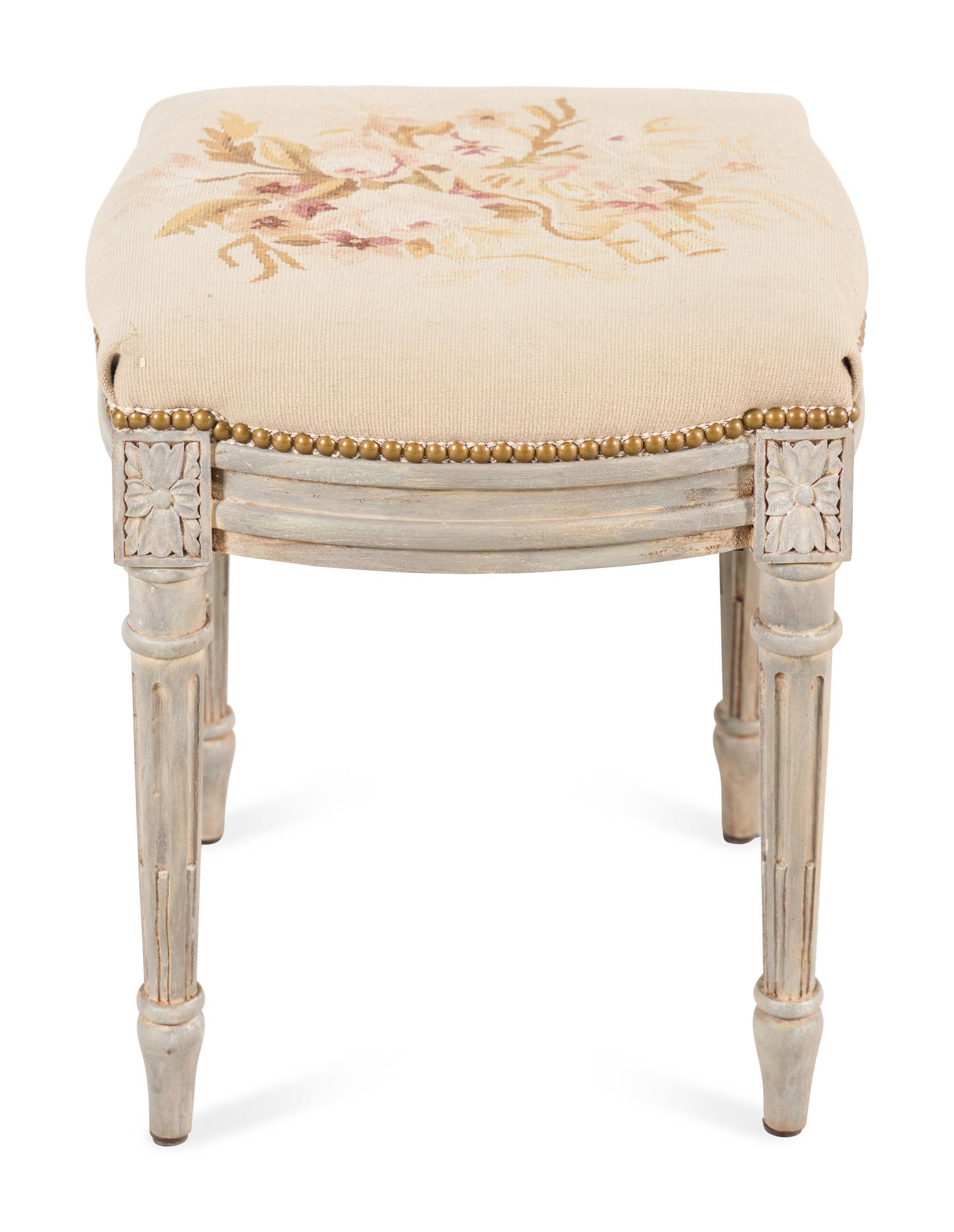 A Louis XVI Style Grey-Painted Stool