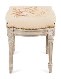 A Louis XVI Style Grey-Painted Stool