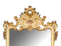 A Large Italian Painted and Parcel Gilt Mirror