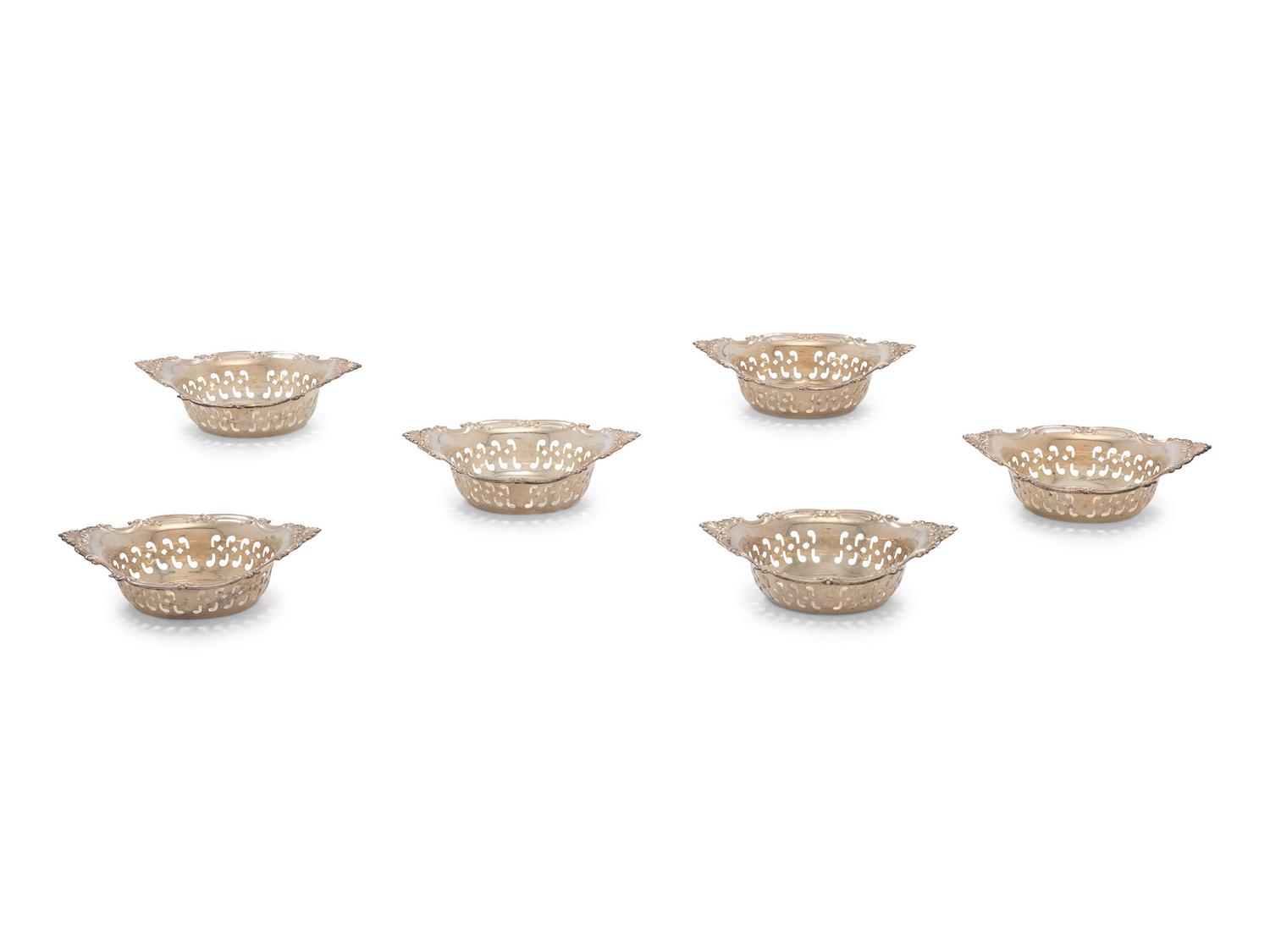 Eighteen American Silver Salt Cellars and Twelve Associated Silver Salt Spoons